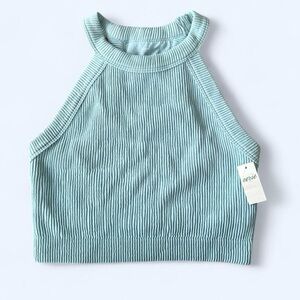 Aerie light blue ribbed halter crop top #croptop